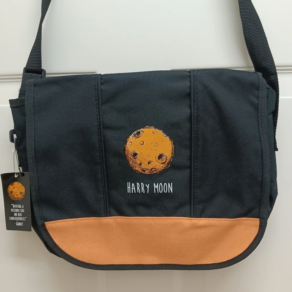 Harry Moon Black Messenger Bag Laptop Book Bag School Bag Crossbody Space